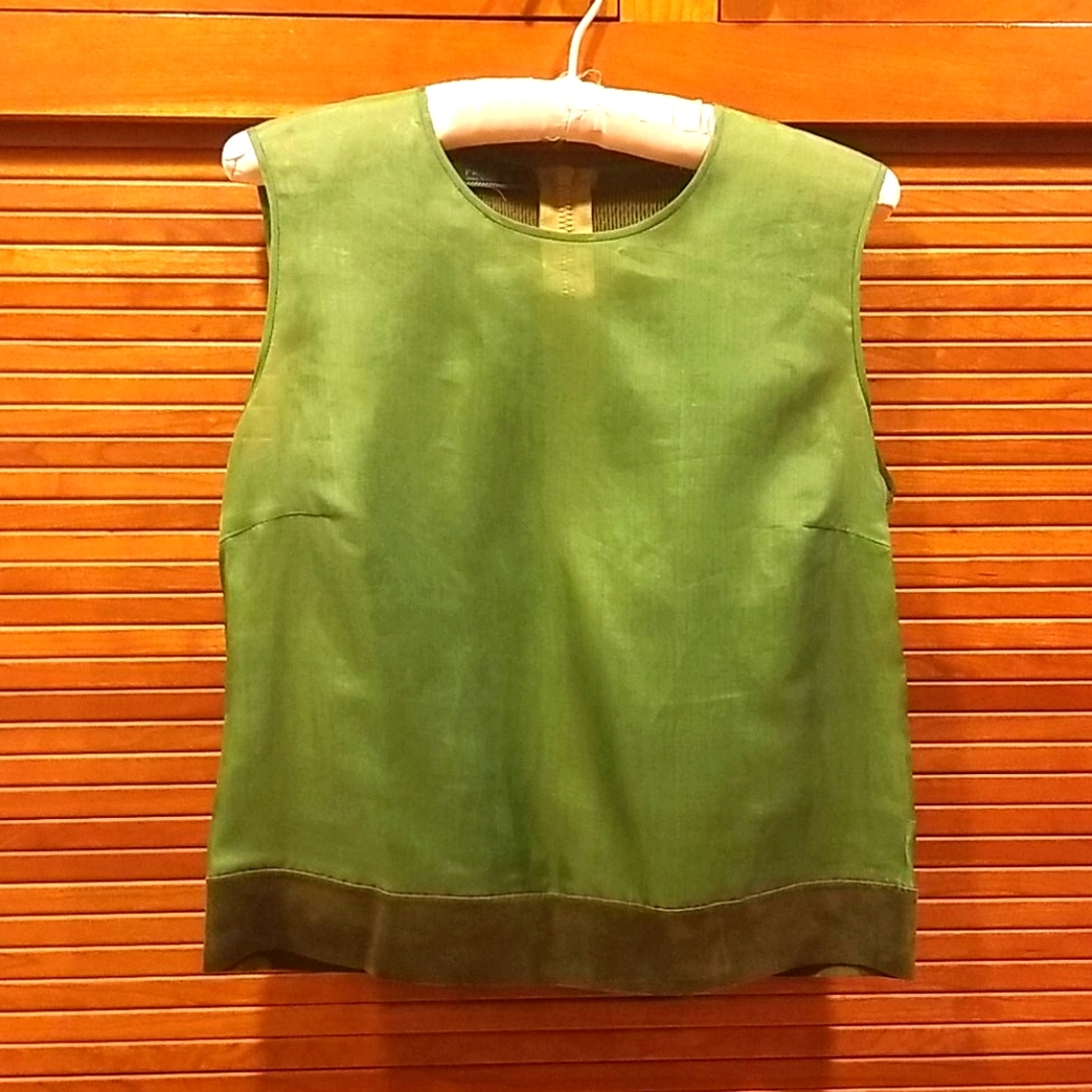 Prada tank silk, suede border, mesh back
